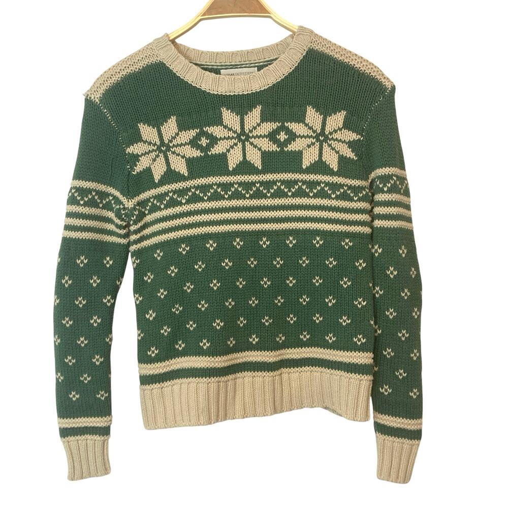 Urban Outfitters Knit Fair Isle Green Winter Snowflake Christmas Sweater XS